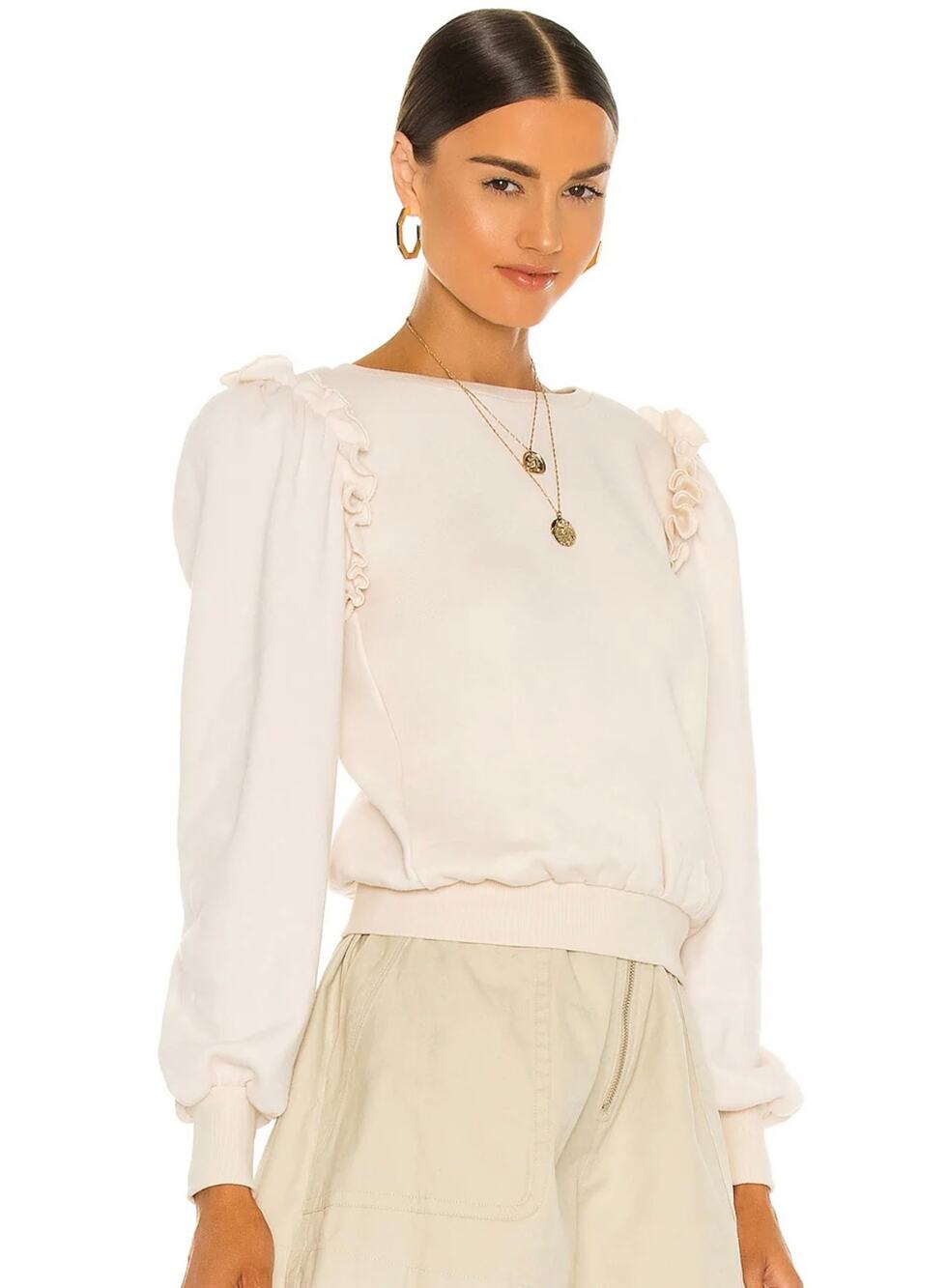 Revolve TULAROSA Long Sleeve Neda Sweatshirt In Vanilla Cream Size Small